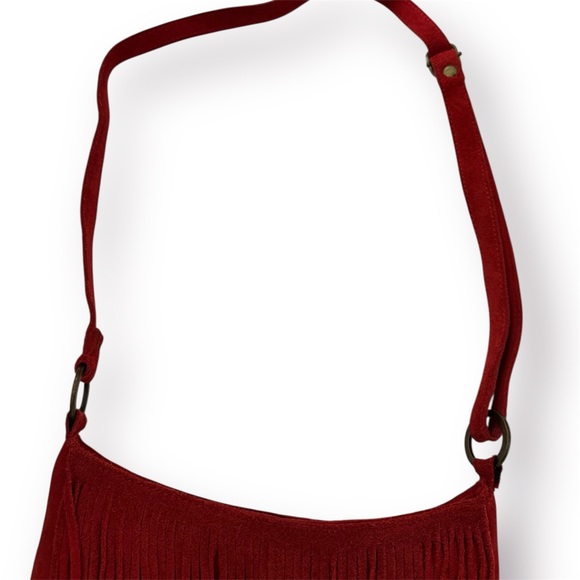 🛍️SALE🛍️ Vintage Women’s 100% Genuine Leather Suede FRINGE CROSSBODY BAG - Picture 6 of 14